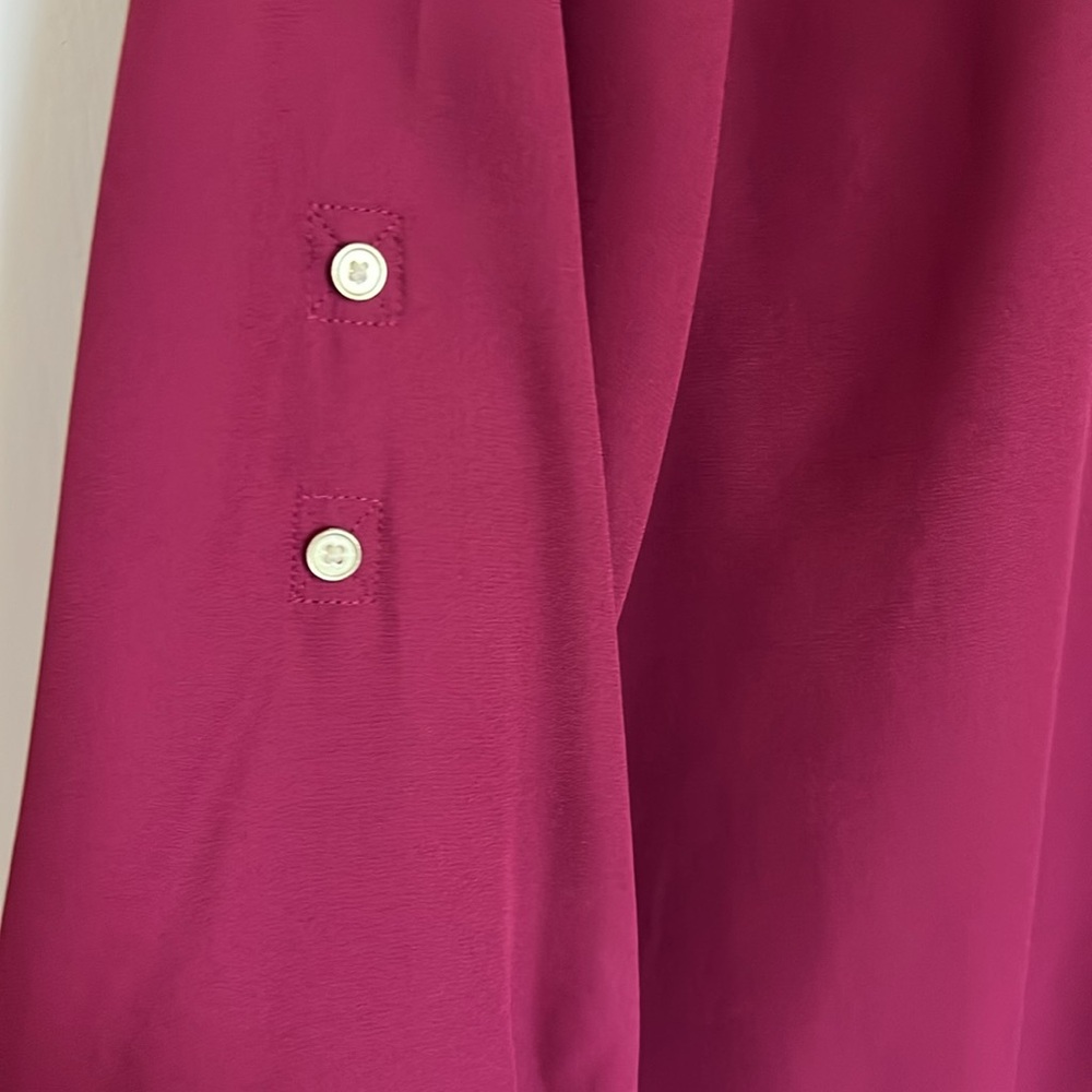 Maurices Women’s Large Burgundy Semi sheer Bouse with 3/4 sleeves - Picture 4 of 5